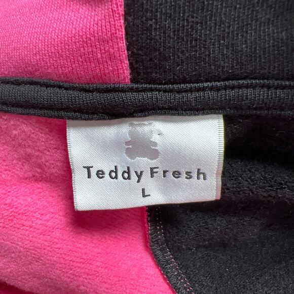 Teddy Fresh Frenemies Limited Edition Hoodie SIZE L Black Pink Split Colorblock - Picture 14 of 15
